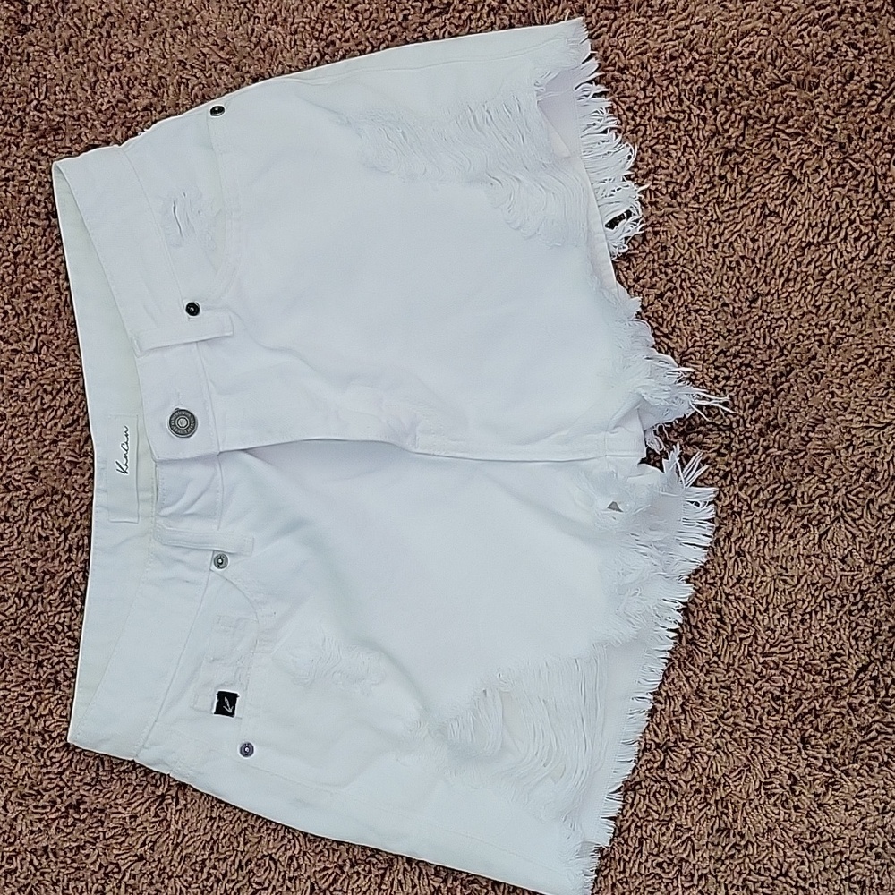 Kancan White ripped up  jean shorts